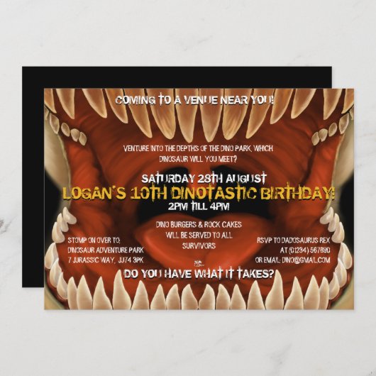 Dino Bite - Monstro Dinosaur Party - Uitnodigingen (Voorkant / Achterkant)