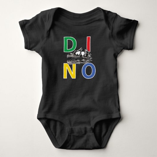 DINO - Black Baby Jersey Bodysuit (Voorkant)
