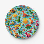 Dino blokkeert papieren Borden Papieren Bordje (Voorkant)