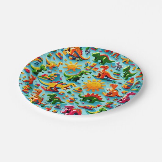 Dino blokkeert papieren Borden Papieren Bordje (Gekanteld)