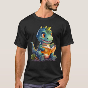 Dino Boek lezen Dinosaurus esthetisch Schattigee D T-shirt