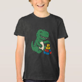 Dino Bouwblokken Pret Tri-Blend Shirt (Voorkant)