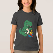 Dino Bouwblokken Pret Tri-Blend Shirt (Voorkant)