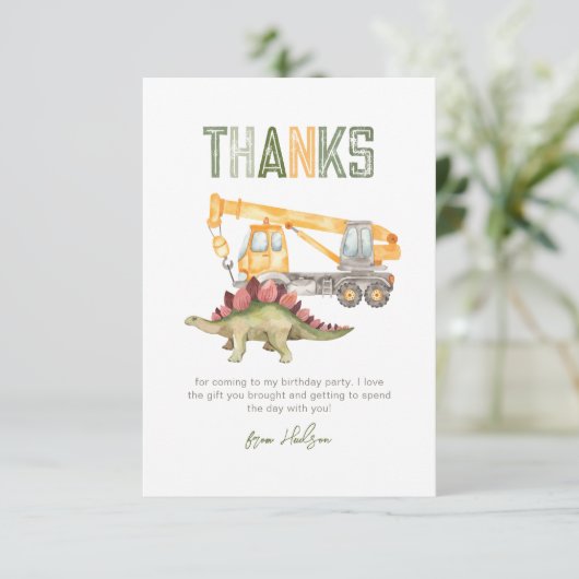 Dino Bouwpartij Dank u kaart (Staand voorkant)