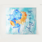 Dino Boy Baby Shower Achtergrond Wandkleed (Voorkant (horizontaal))