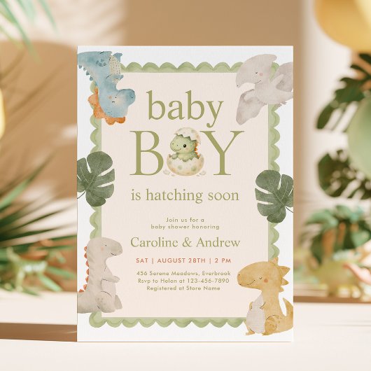 Dino Boy Baby Shower Uitnodiging