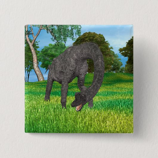 Dino Brachiosaurus Vierkante Button 5,1 Cm (Voorkant)