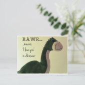 Dino Briefkaart RAWR betekent 'ik hou van je' in d (Staand voorkant)