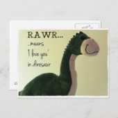 Dino Briefkaart RAWR betekent 'ik hou van je' in d (Voorkant / Achterkant)