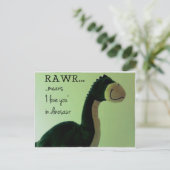 Dino Briefkaart Rawr betekent 'Ik hou van je in di (Staand voorkant)