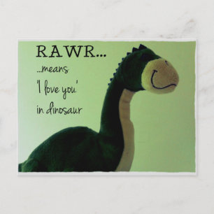 Dino Briefkaart Rawr betekent 'Ik hou van je in di