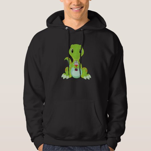 Dino Bubble Tea Lgbt Gay Pride Lgbt Flag Hoodie (Voorkant)