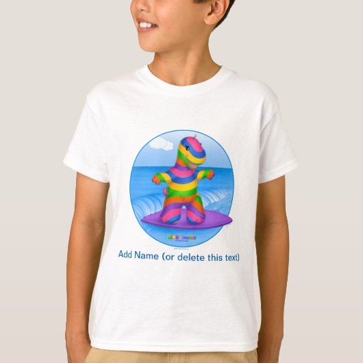 DINO-BUDDIES™ - Bo™ Surfing T-Shirt (wit) (Voorkant)