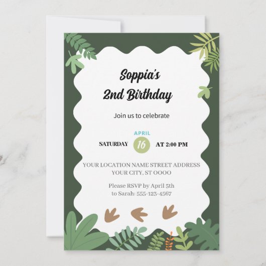 Dino Buddies verjaardag Bash uitnodiging (Achterkant)