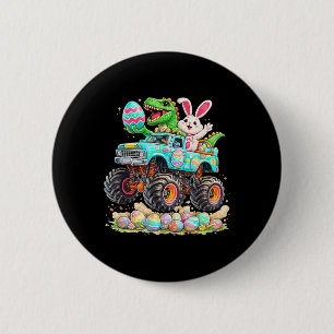 Dino Bunny Met Vrachtwagen Pasen Grappig Eierenzoe Ronde Button 5,7 Cm