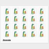 Dino & capy vierkante sticker (Vel)