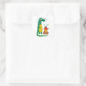 Dino & capy vierkante sticker (Tas)