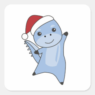 Dino Christmas Dinos Winter Animals Vierkante Sticker