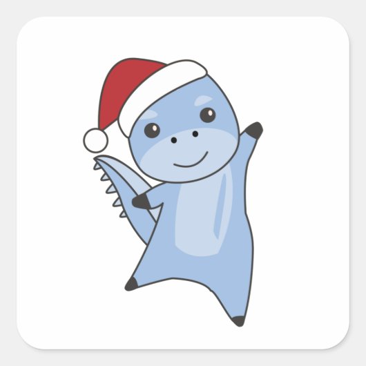 Dino Christmas Dinos Winter Animals Vierkante Sticker (Voorkant)