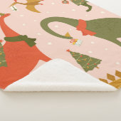 Dino Christmas Party Tree Rex. Dinosaur in Santa Sherpa Deken (3/4)