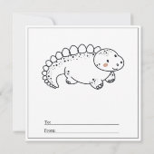 Dino Coloring Page Boy Kaart Happy Valentine Day (Achterkant)