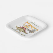 Dino Constructie Drie Rex Papier Borden Papieren Bordje (Gebogen)