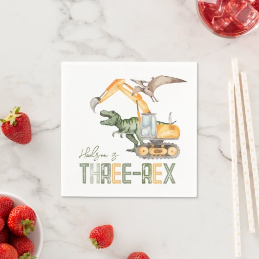 Dino Constructie Drie Rex servetten (Insitu)