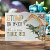 Dino Construction 3e verjaardagsuitnodiging Kaart