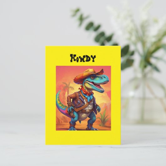 Dino Cowboy  Briefkaart (Staand voorkant)
