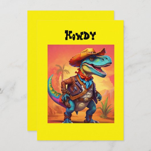 Dino Cowboy Kaart (Voorkant / Achterkant)