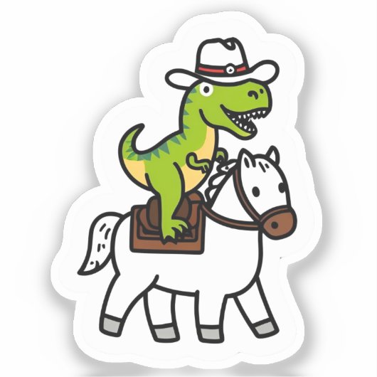 Dino Cowboy Rodeo Sticker (Voorkant)
