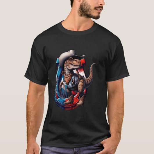Dino Cowboy Texas State Hoefijzer Grappig T-shirt (Voorkant)