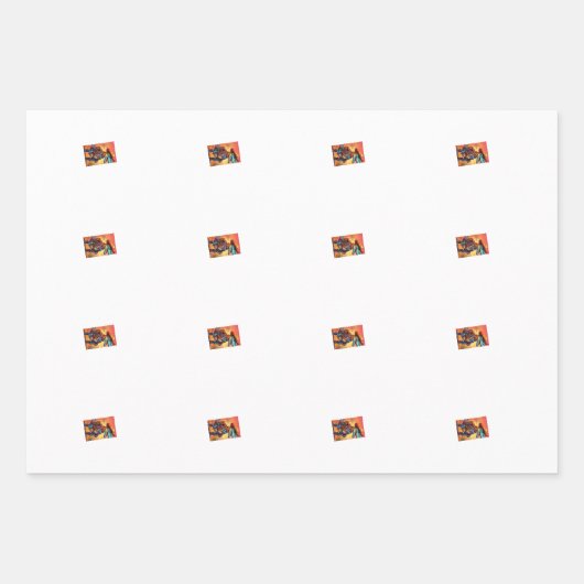 Dino Cowboy Wrapping Paper Flat Sheet Set van 3 (Voorkant)