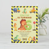 Dino Crew 6e Verjaardag Bouw Dinosaurus Kaart (Staand voorkant)