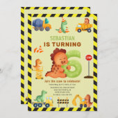 Dino Crew 6e Verjaardag Bouw Dinosaurus Kaart (Voorkant / Achterkant)