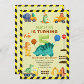 Dino Crew Constructie 5e Verjaardag Dinosaurus Kaart (Voorkant / Achterkant)