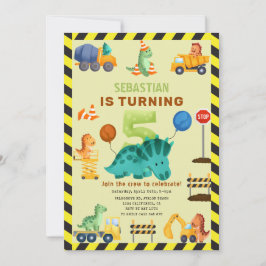 Dino Crew Constructie 5e Verjaardag Dinosaurus Kaart