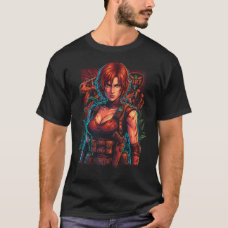 Dino Crisis Regina Tactische Outfit Rode Haar Icoo T-shirt