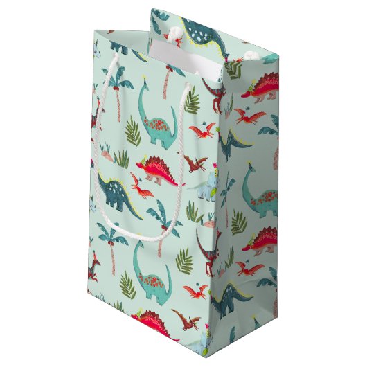 Dino Cute blauwe Kinderen Klein Cadeauzakje (Achterkant Gekanteld)