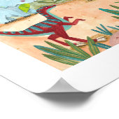 Dino cute prehistorische jungle kinderen poster (Hoek)