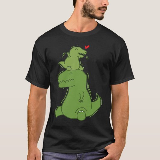 Dino Daddy with small Rex Dinosaur T-shirt (Voorkant)