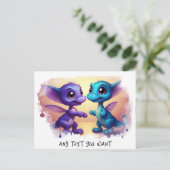 *~* Dino Dance AP48 Foto uitnodiging Dragon briefk (Staand voorkant)