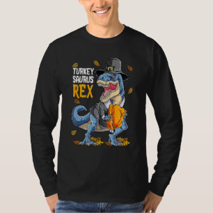 Dino Dankdag Jongens Kalkoen Saurus rex Pelgrim T-shirt