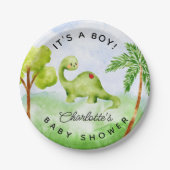 Dino Delight Baby shower Papier Borden Papieren Bordje (Voorkant)