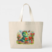 Dino Delight Grote Tote Bag (Achterkant)