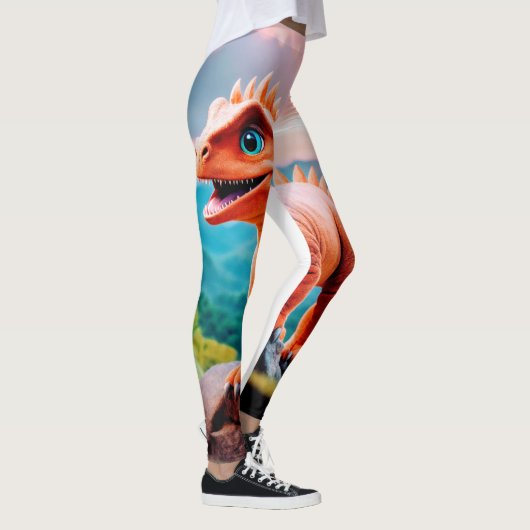 Dino Delight: Mooie dinosaurus gedrukte Leggings" Leggings (Rechts)