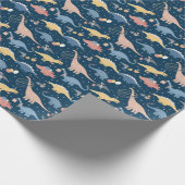 Dino Delight: Verjaardagsfeestplezier Cadeaupapier (Hoek)