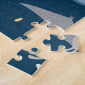 Dino Delight: Verjaardagsfeestplezier Legpuzzel (Zijkant)