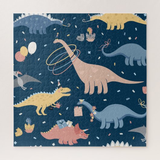 Dino Delight: Verjaardagsfeestplezier Legpuzzel (Verticaal)