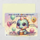 Dino Delight verjaardagsuitnodiging Kaart (Voorkant / Achterkant)